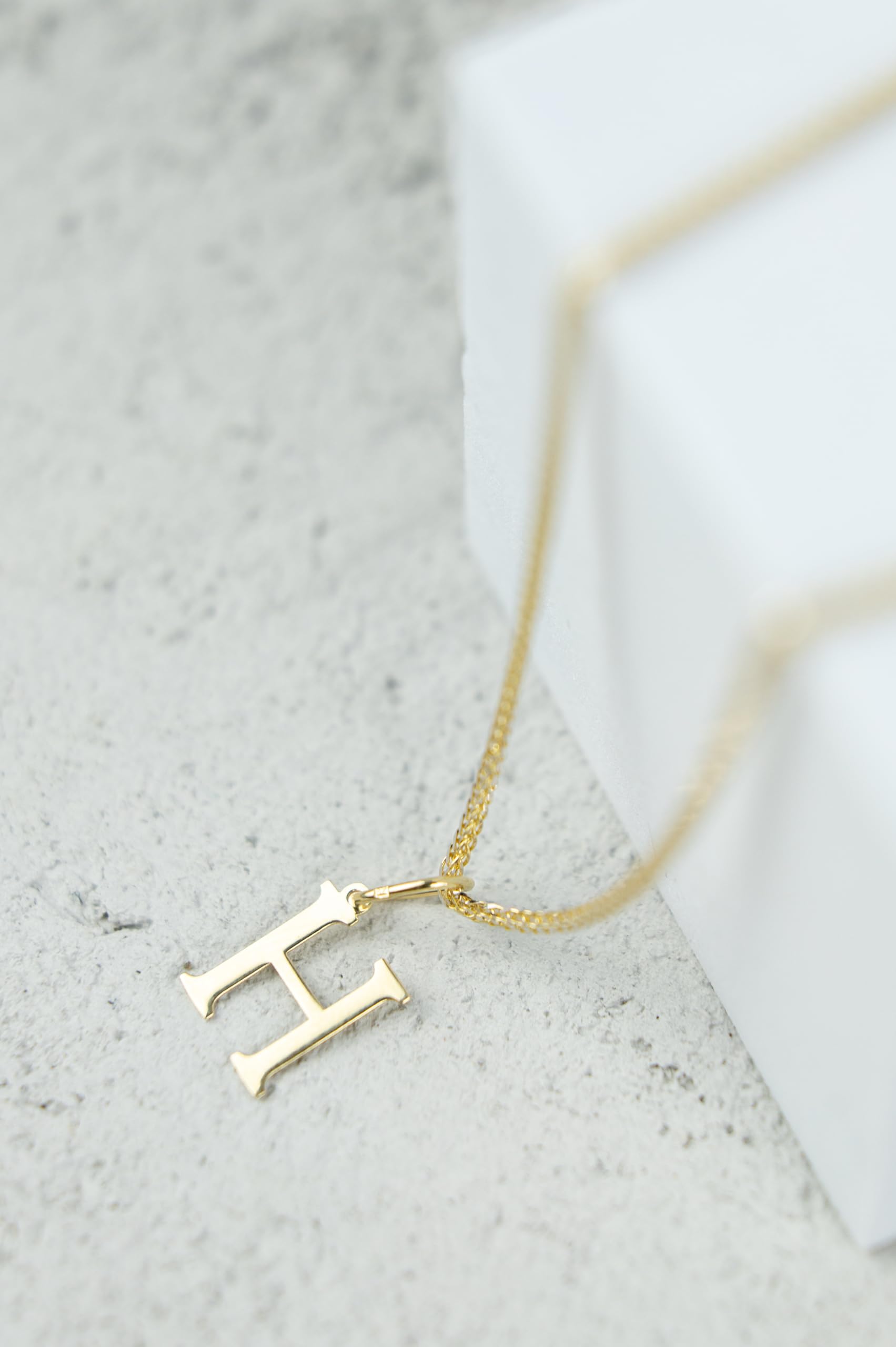 Rodium – Buchstabenanhänger H aus 585er Gelbgold – 14-Karat-Initialen-Anhänger für Halskette oder Armband – Geschenk für Frauen – hergestellt in Italien