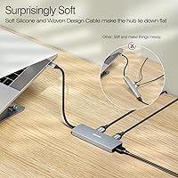 Vista 6 de BENFEI Hub USB C 5 en 1 con HDMI 4K (certificado), entrega de energía de 100W, 3 USB-A, cable de silicona, carcasa de aluminio compatible