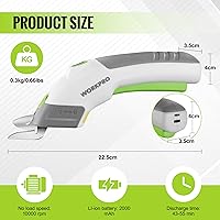 Vista 3 de WORKPRO Tijeras Eléctricas Inalámbricas con 2 Cuchillas, Herramienta de Corte de Cizallas Potentes Recargables de 4V para Tela, Cuero, Alfombra