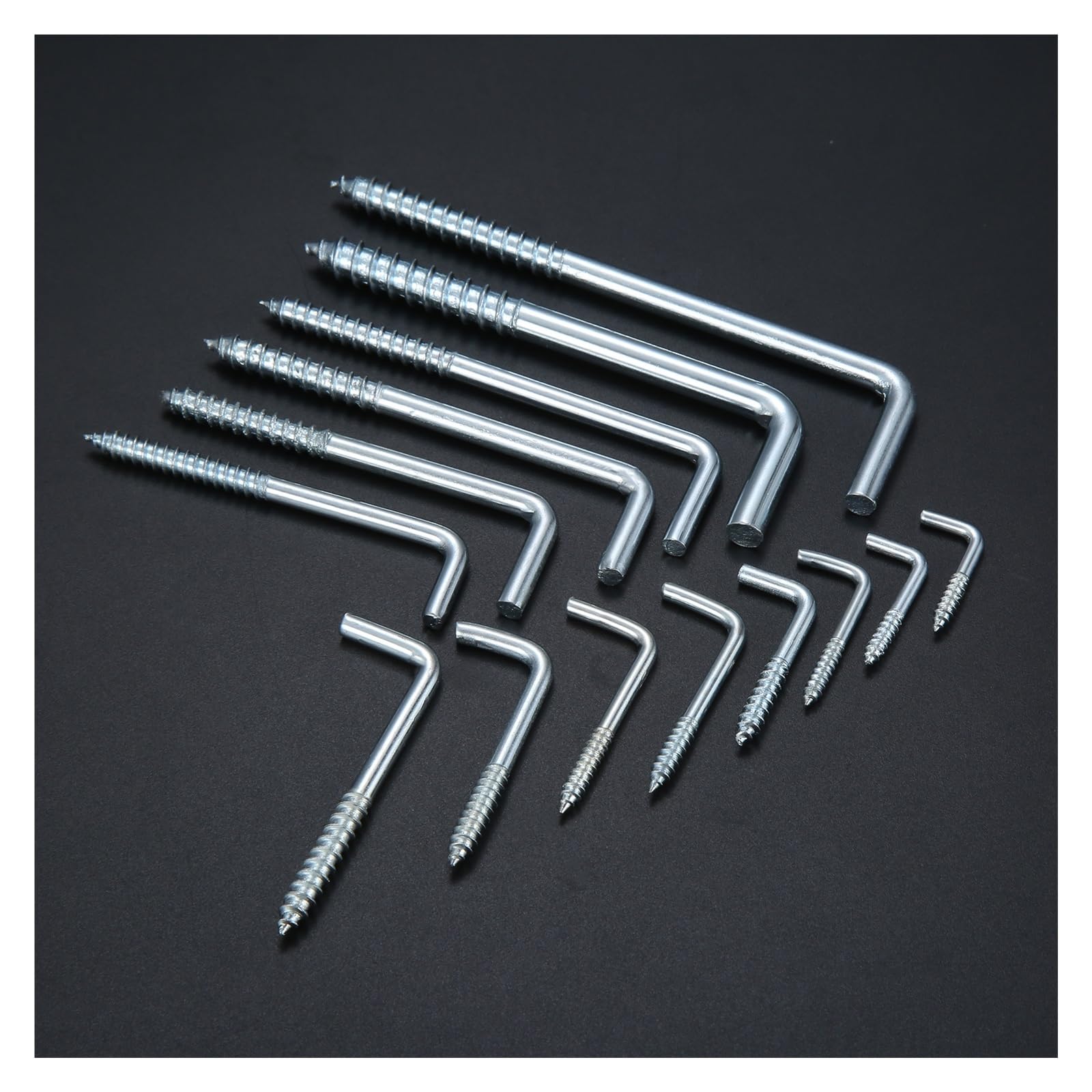 Haki sufitowe w kształcie litery L, wkręcane haki ścienne do ramek obrazów i lamp, srebrne, 20-40 mm, opakowanie 10 szt(2.4 * 10 * 23mm 20pcs)