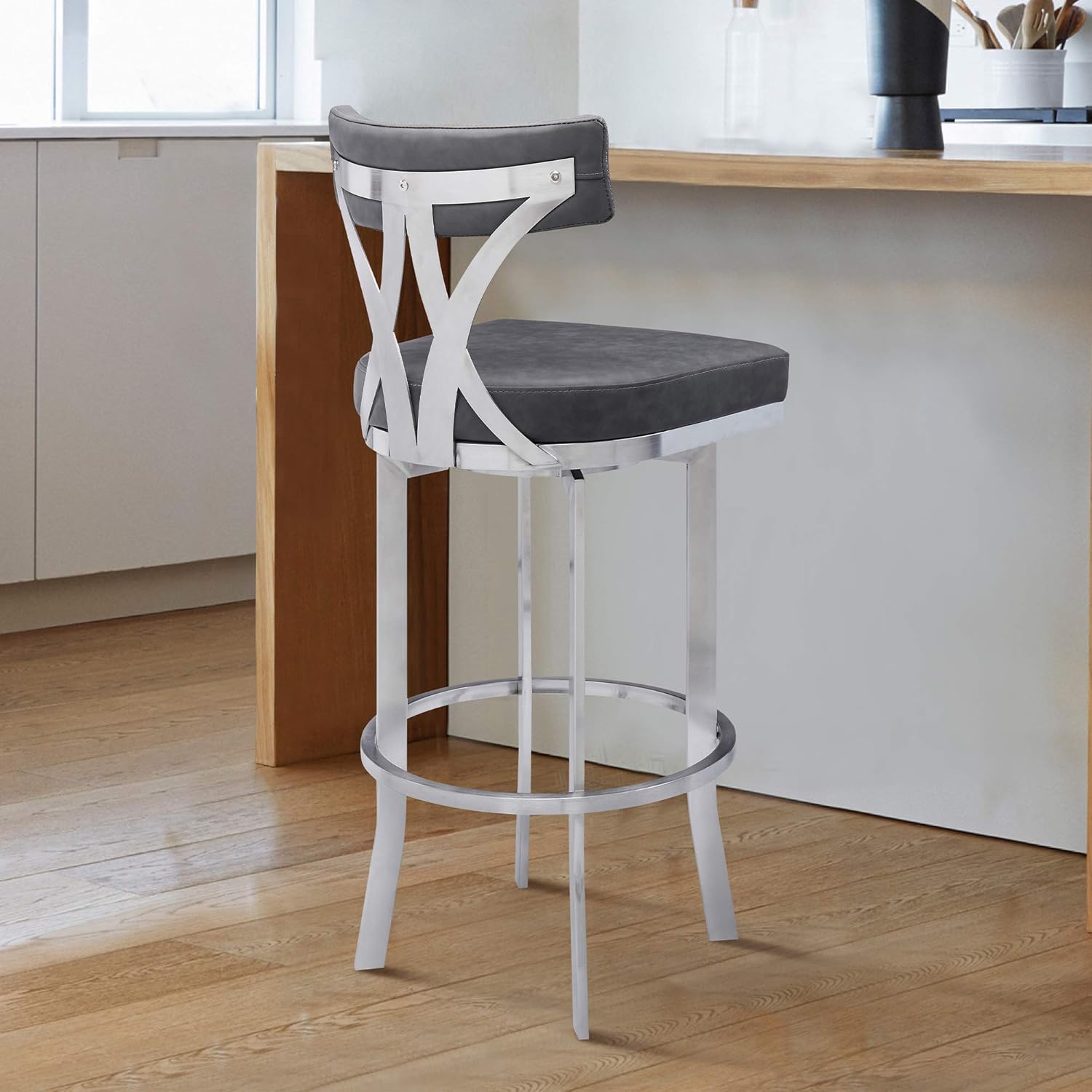 Buy Armen Living Natalie Faux Leather Swivel Armless Kitchen Bar Stool