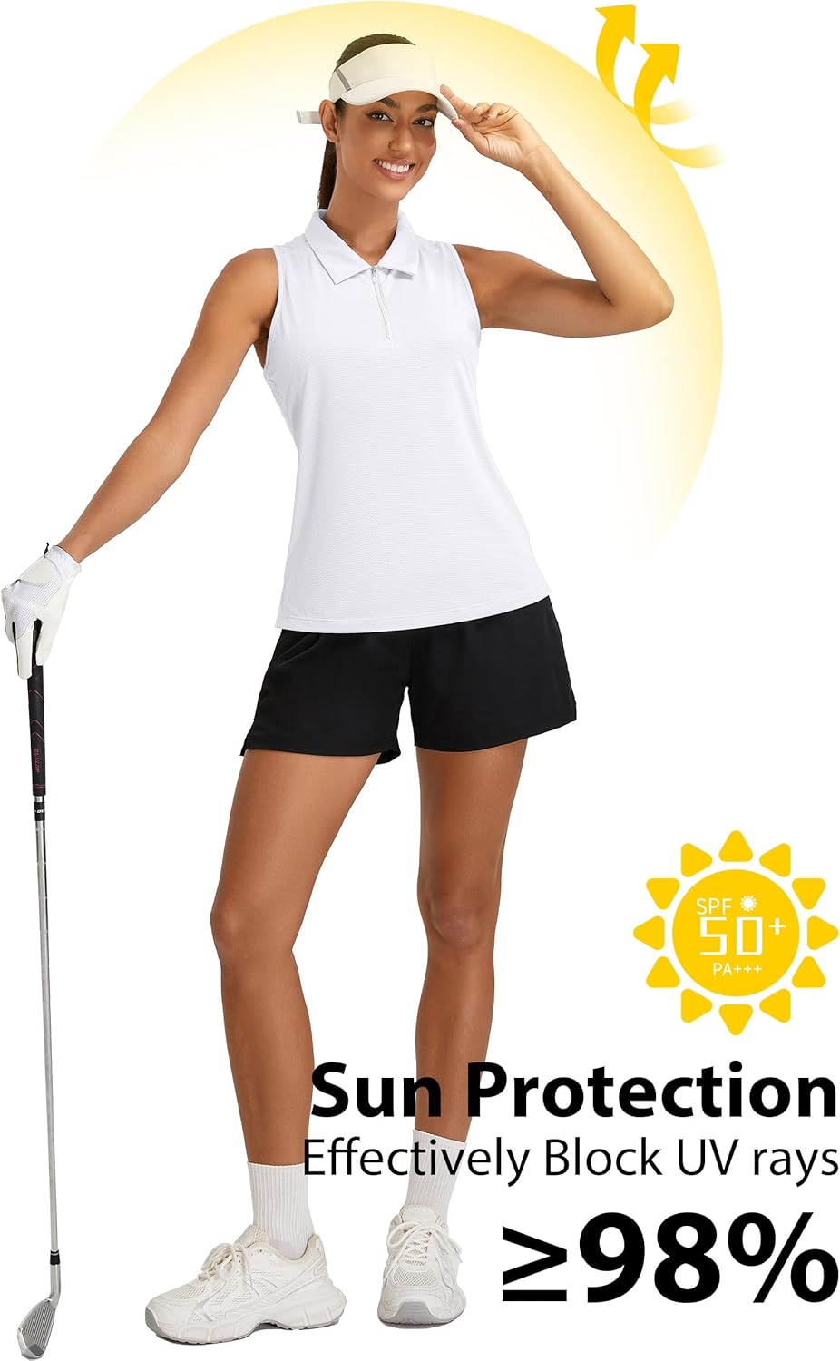 MathCat Womens Golf Polo Shirts, Sleeveless 1/4 Zip UPF 50+ Tennis Tank Top, Racerback with Collar Athletic Shirt Quick Dry - Image 6