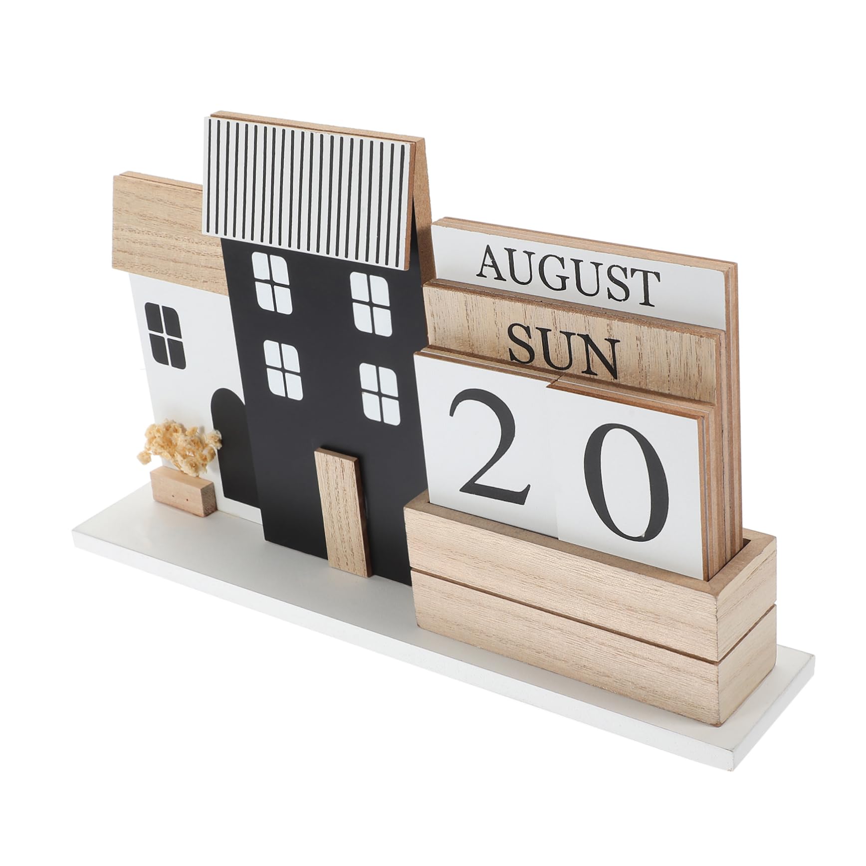 Calendario Da Scrivania in Legno Visualizzazione Di Mese e Data Accessorio Da Ufficio Elegante Per Casa e Scuola Facile Da Modificare
