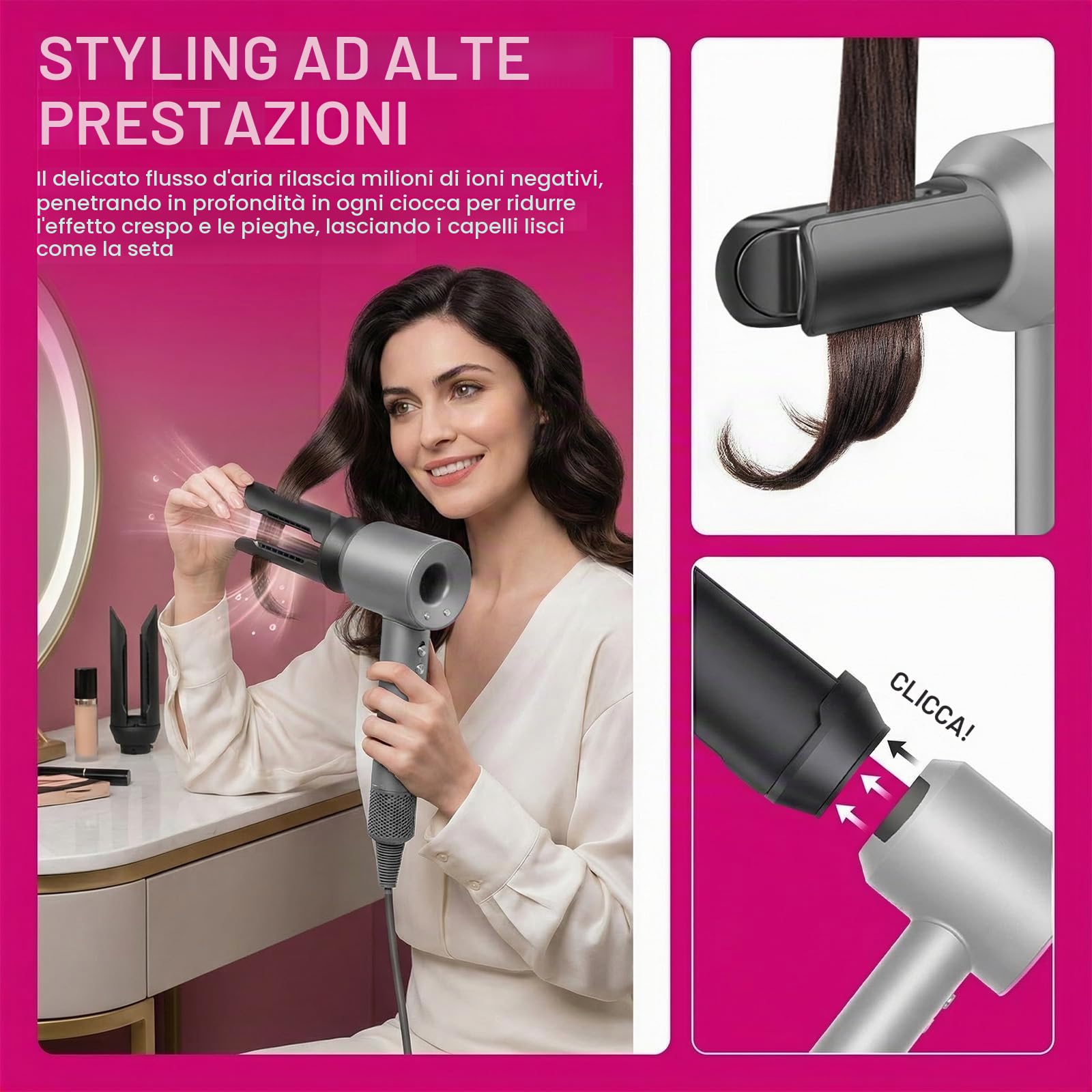 Accessorio per piastra per capelli Dyson Airwrap HS01 HS05 HS08,HD01-HD15 | utilizza un forte flusso d'aria,spazzola asciugacapelli pre-styling per capelli ricci (con adattatore)
