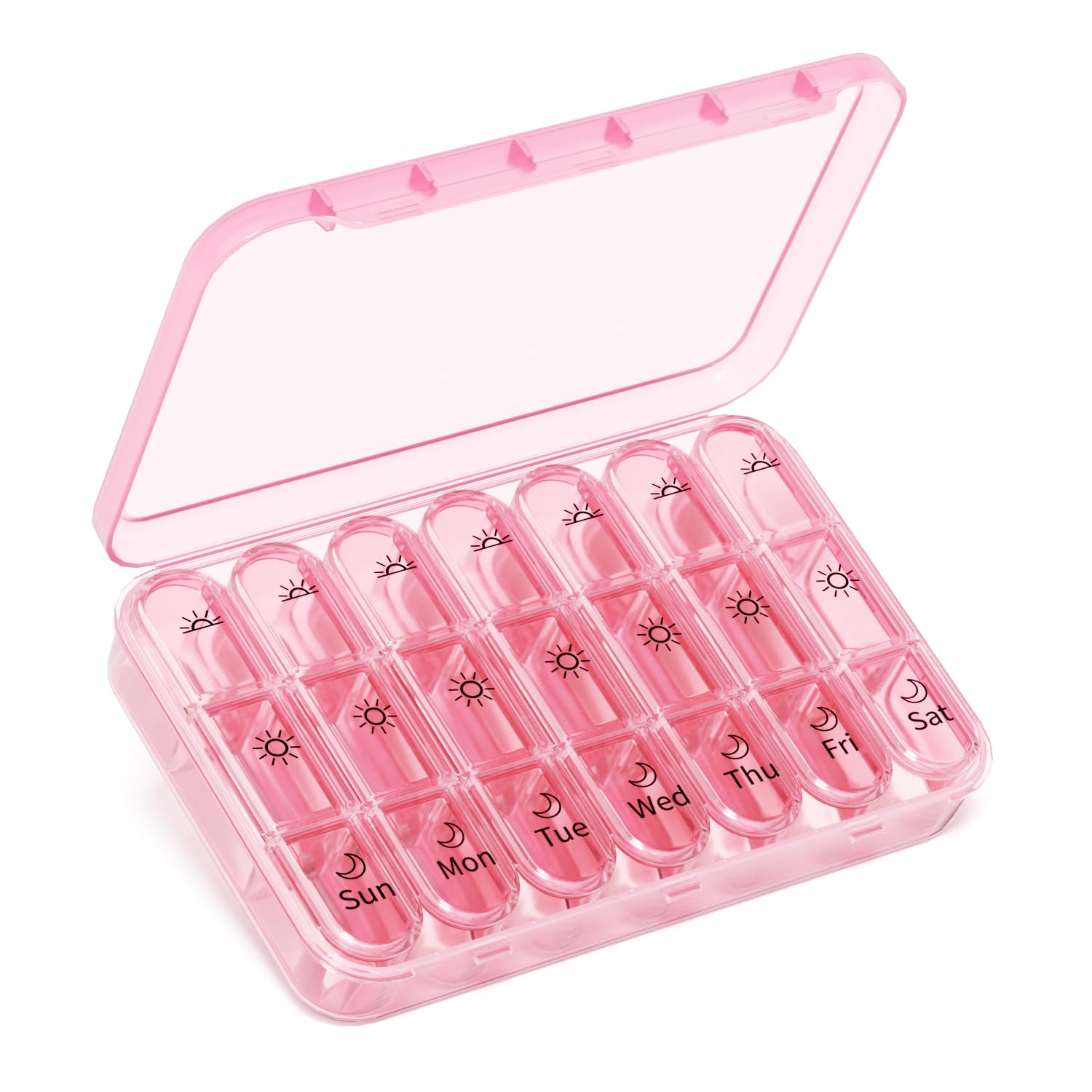 Pill Organizer 3X a Day Pink Perfection Portable Pill Case 7-Day Weekly Compartment Stylish Travel Essential for Fashionistas