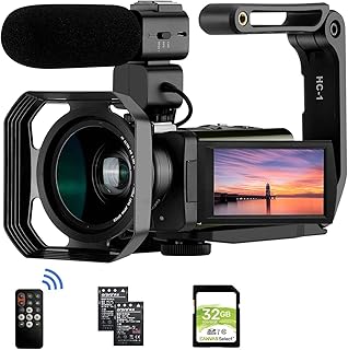 ORDRO Video Camera 4k AX65 Camcorder Video Camera - 12x Optical Zoom, Wide Angle Lens, External Mic, and Livestreaming Capabilities