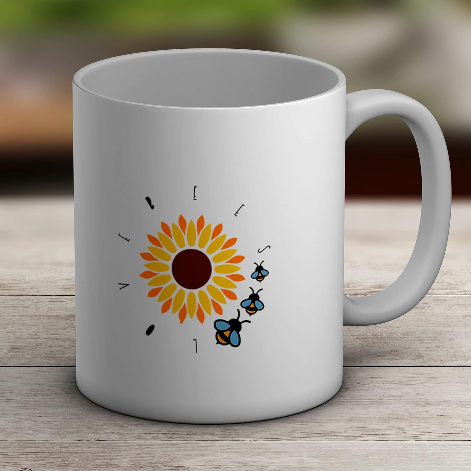 Love Sunflower Bees White 11oz Large Mug Cup