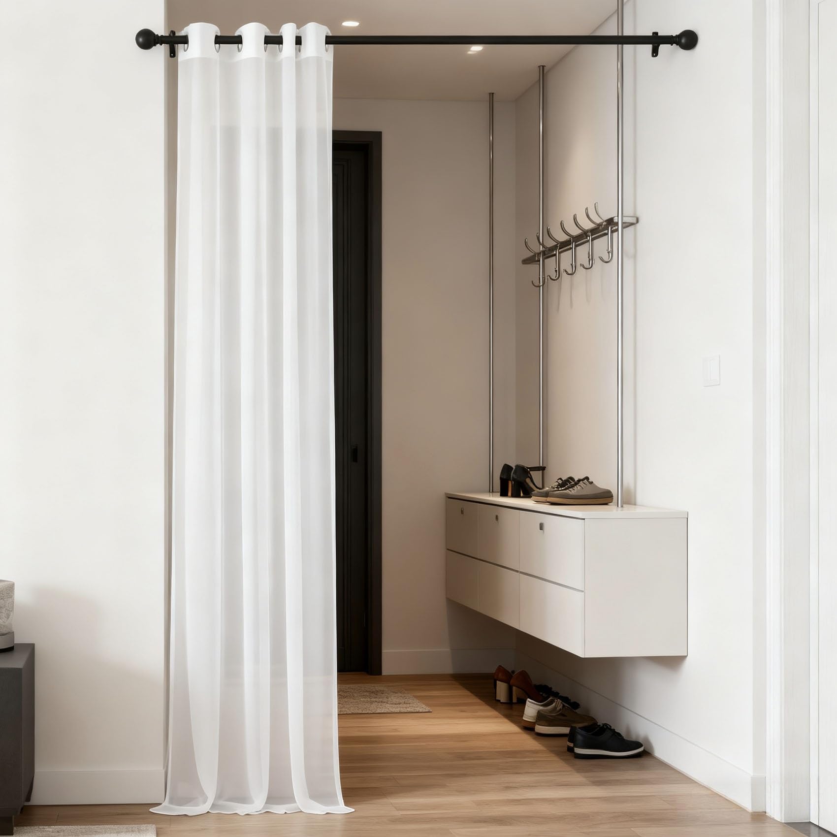 Visillos blancos de 174 x 113 cm para ventanas de cocina, dormitorio y balcón