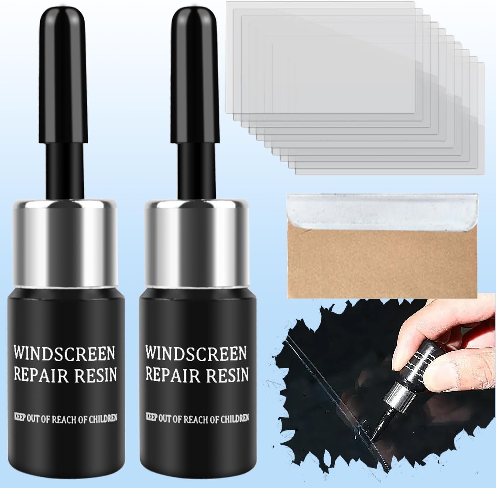 FILBAWindshield Repair Kit, Car Windshield Crack Repair Kit Glass Repair Kit with Windshield Repair Resin for Repairing Auto Glasses Windshield/Cracks/Chip/Bulls-Eye/Spider Web/Star-Shaped/Half-Moon