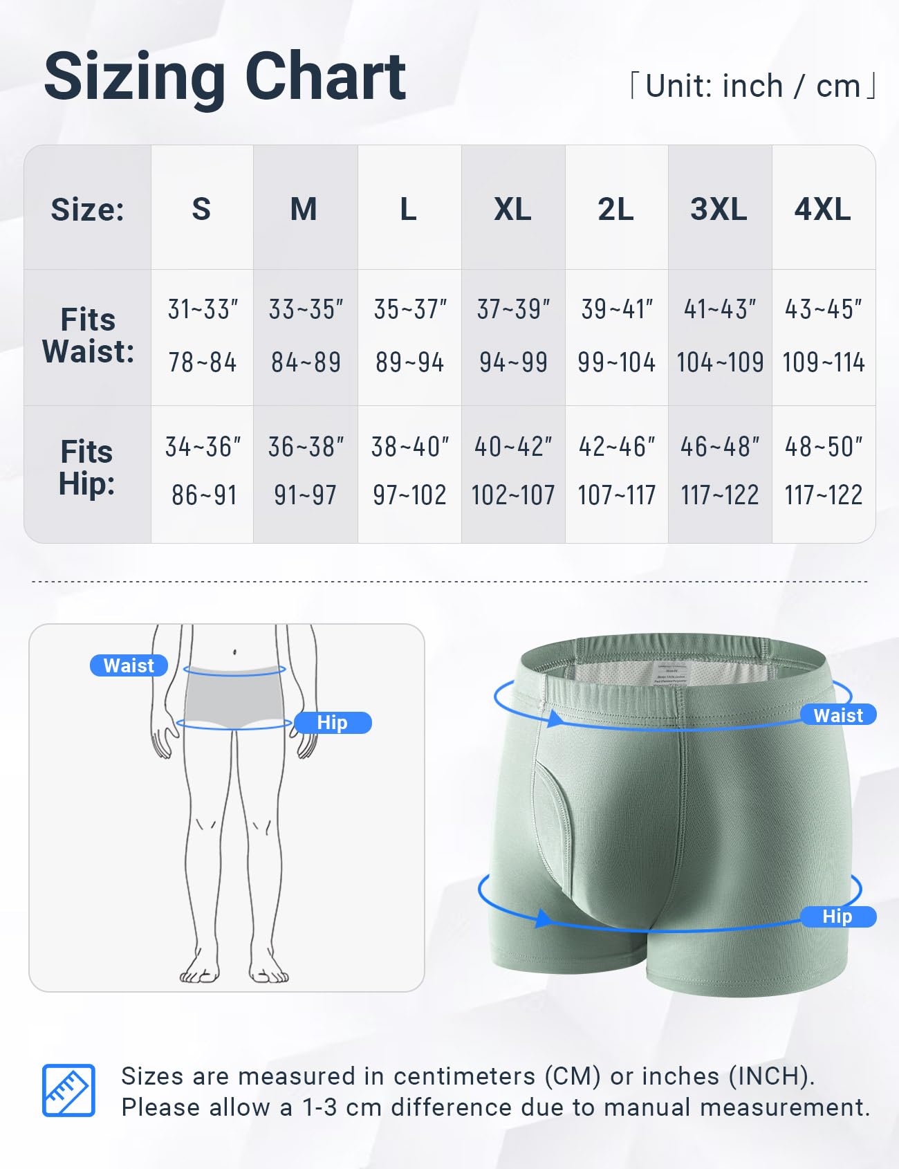 FAMI HELPER Confezione da 3 Boxer Incontinenza Uomo con Assorbimento 250 ml | Boxer Uomo in Cotone Morbido Traspiranti e Comodi Biancheria Intima per Incontinenza Assorbente e Riutilizzabile, Verde