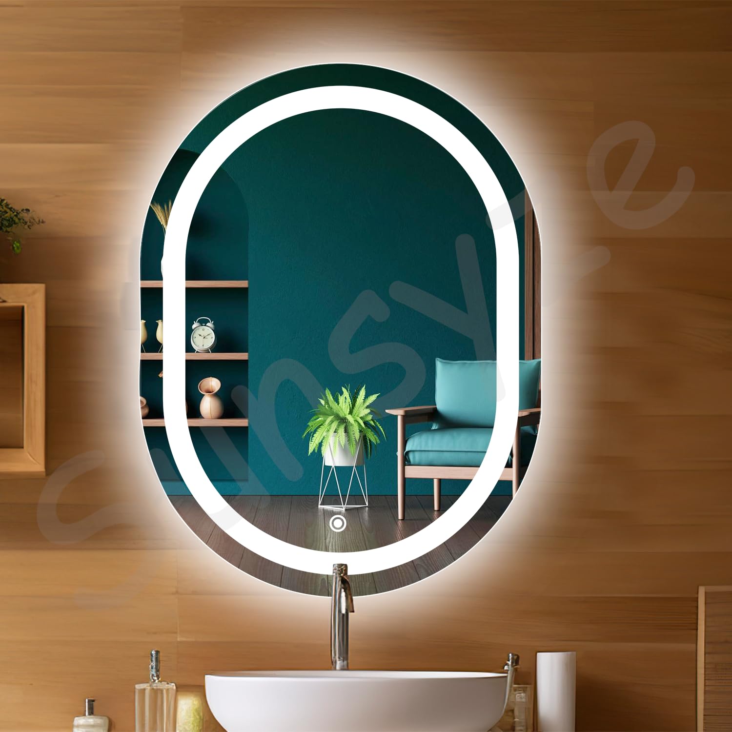 Capsule LED Bathroom Mirror with 3 Lighting Options (Warm, White, Natural White) - Stylish Illumination for Your House & Office 24x30 (Mirror with Light)-image-26