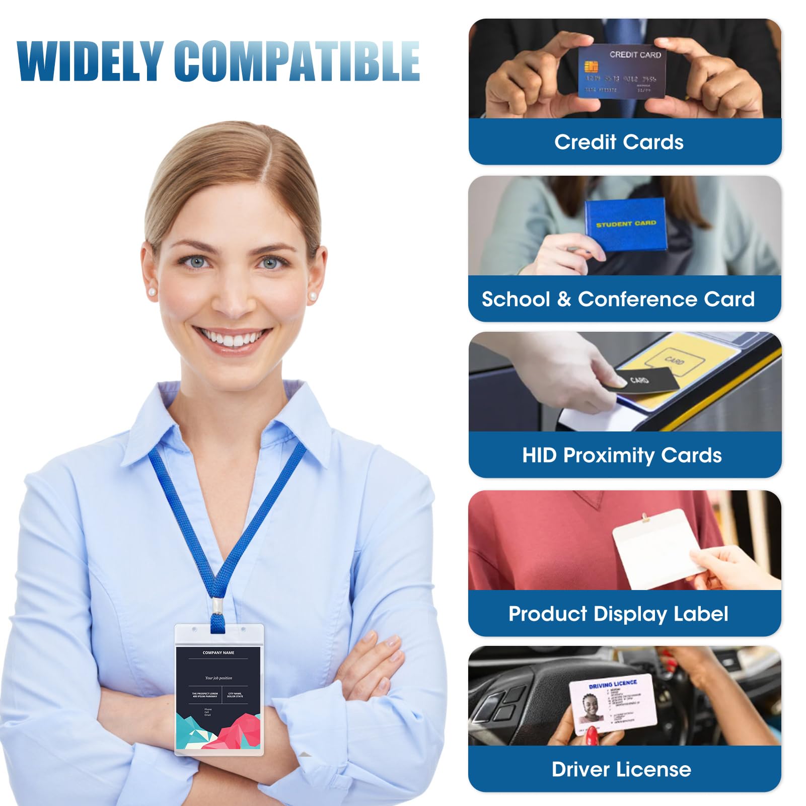 20Pcs A6 Large Vertical Card Holders Portrait Clear ID Badge Holders Extra Large PVC Portrait Case Cover 17x11.5cm Holds 14.5x10.5 cm Paper Waterproof for Work Conference License Concert Access Contro - Image 4