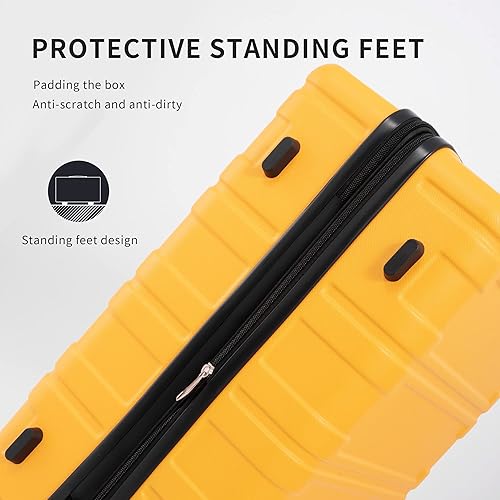 Miniatura 5 de Merax Juego de equipaje de 3 piezas expandible rígido ligero Spinner maleta con bloqueo TSA, Amarillo