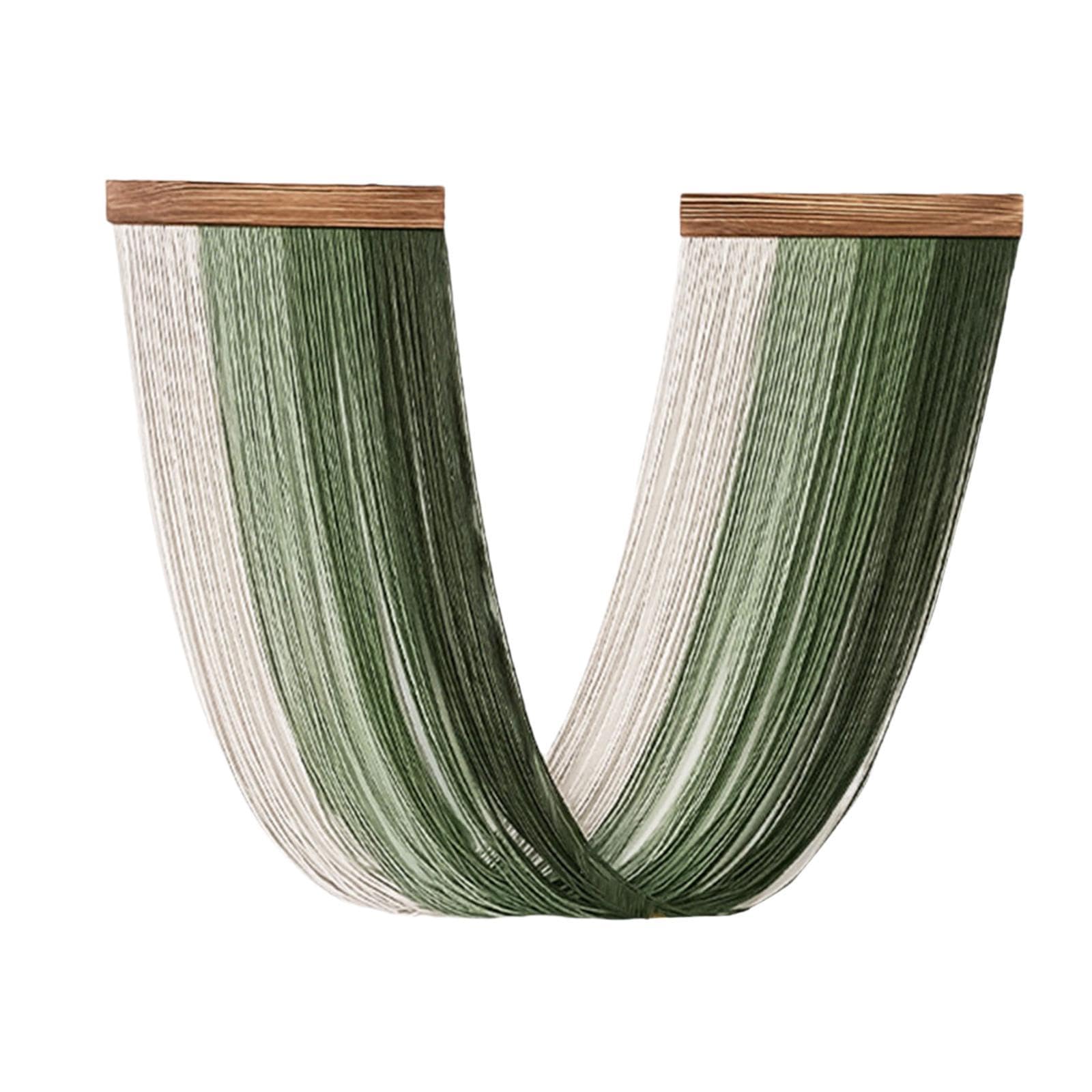 Tapiz Colgante de Macramé Tejido Artesanal Decoración de Pared Bohemia Elegante Diseño Moderno Creativo con Algodón Y Madera Adecuado para Dormitorio, Verde, Individual
