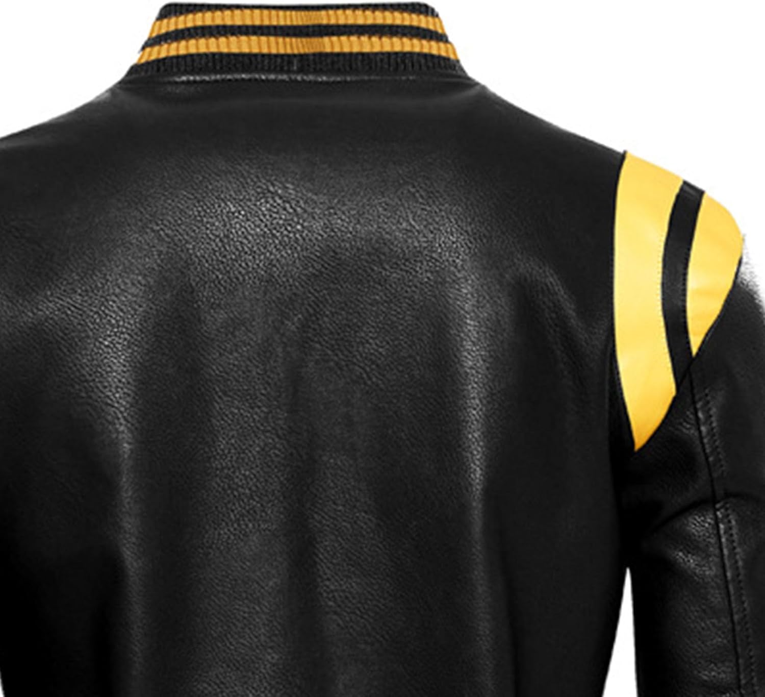 Men's Color Blocked Leather Jacket Stand Collar Motorcycle Jackets Zipper Warm Leather Coat