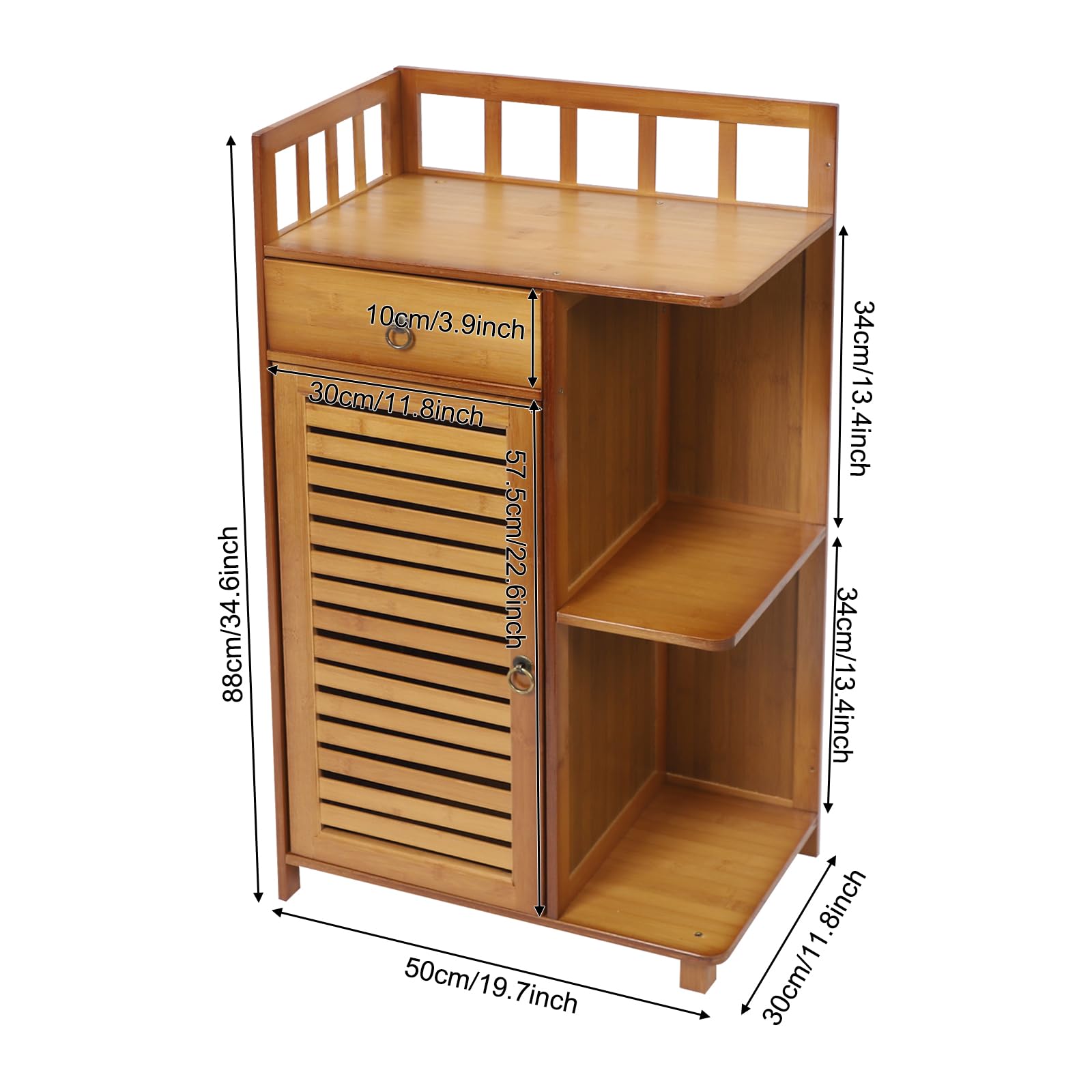 Armadietto multiuso con cassetto, per soggiorno, camera da letto, cucina, studio, 50 x 30 x 88 cm