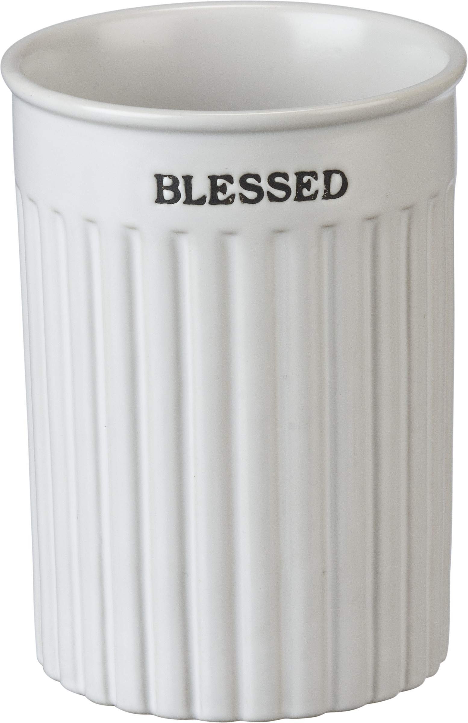 Primitives by Kathy Grateful Stoneware Utensil Holder Set, White