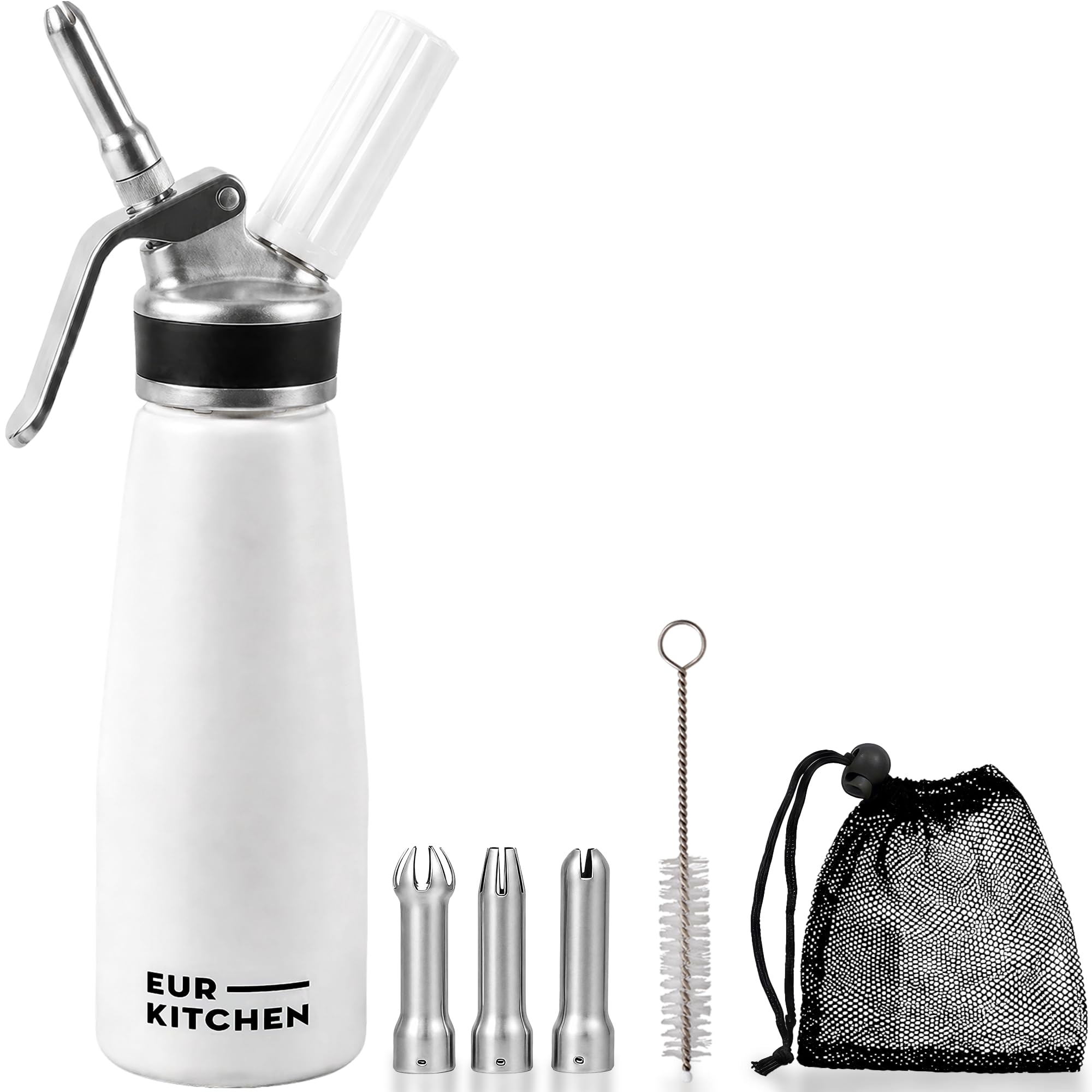EurKitchen Aluminum Whipped Cream Dispenser - White