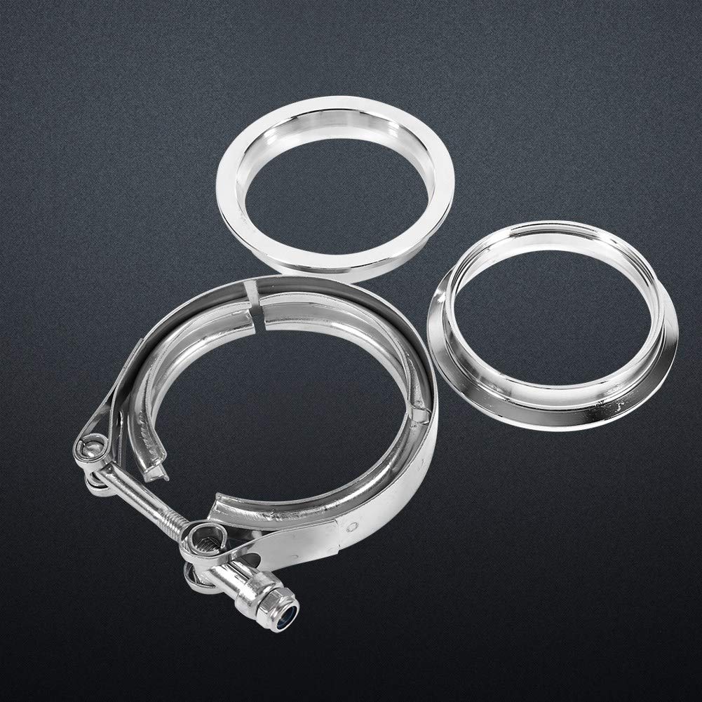 Morsetto a V, morsetto di scarico con banda a V 3 pollici con kit di 2 flange, morsetto a bullone con banda a V in acciaio inossidabile per tubo di scarico turbo