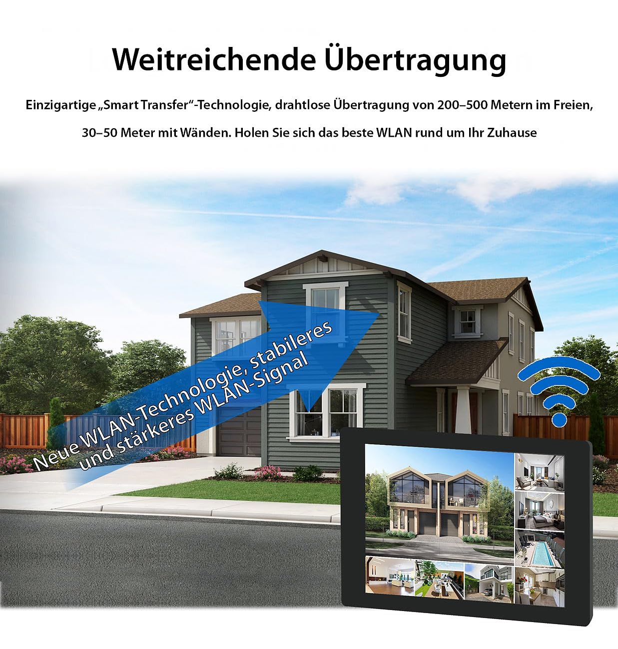 VisorTech Überwachungssystem: WLAN-6-Überwachungsrekorder, 10,1"-Touchscreen-Monitor, 2X 2K-Kameras (Überwachungskamera mit Bildschirm, Überwachungskamera mit Recorder, außen)