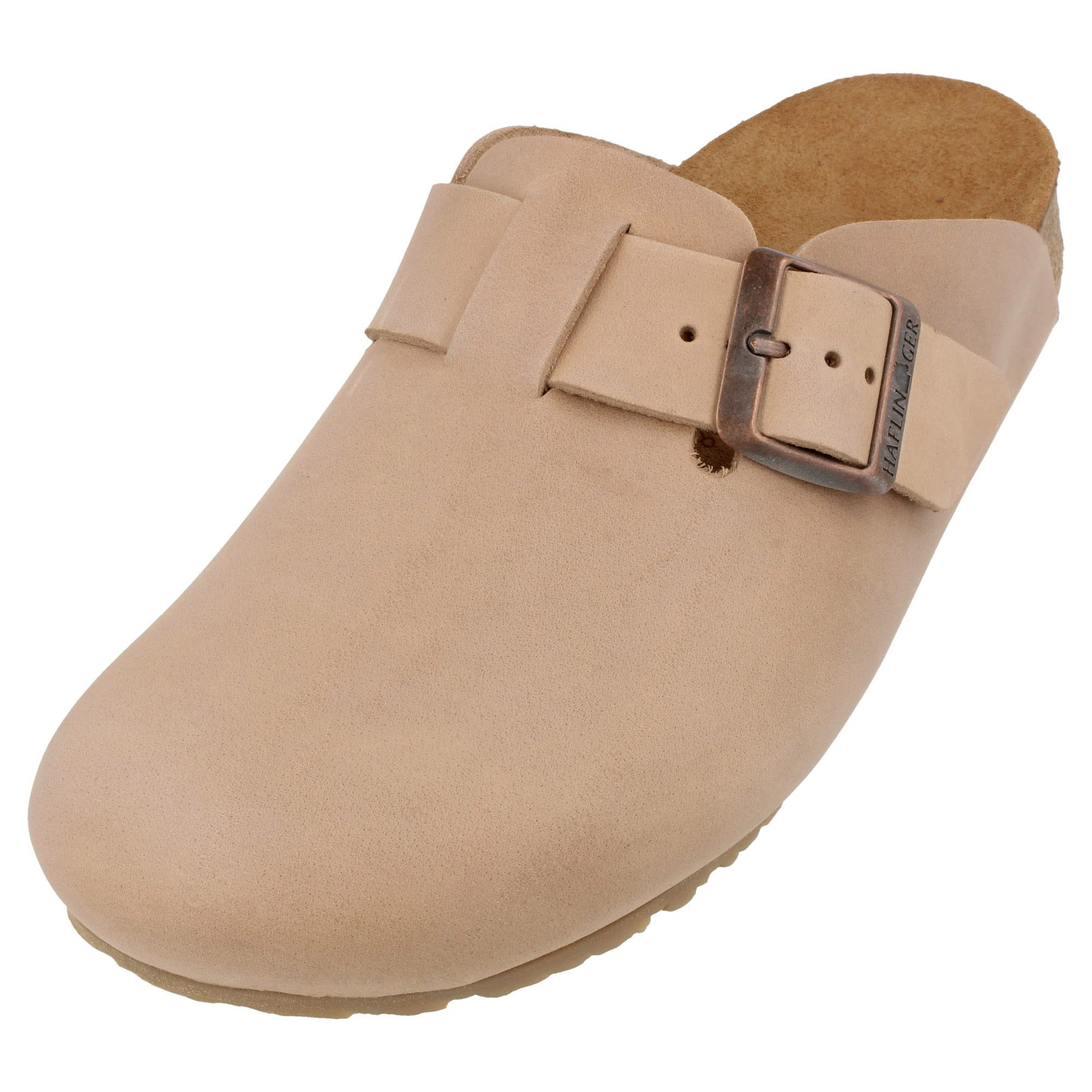 HAFLINGER Porto Elegant Leather Clog with Rubber Sole and Cork Latex Footbed Slipper Unisex