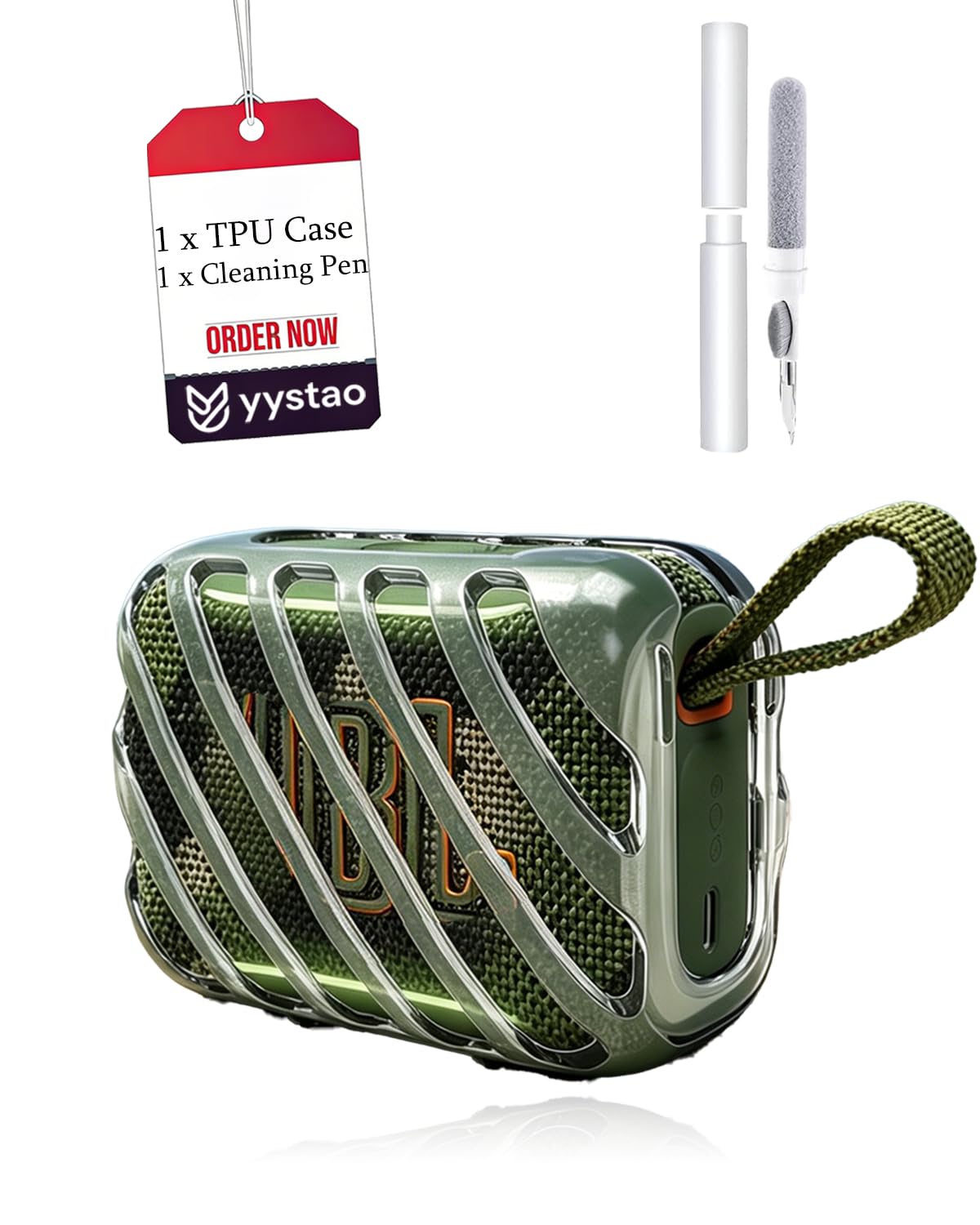 Etui TPU na JBL GO 5 przenośny głośnik Bluetooth – Odporna na wstrząsy osłona z pędzelkiem do czyszczenia, przenośna, odporna na zarysowania obudowa głośnika do podróży na świeżym powietrzu