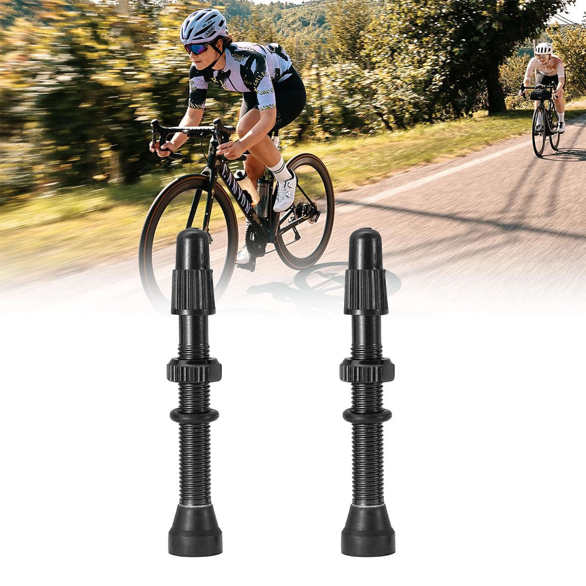 Zawór bezdętkowy, zawór bezdętkowy MTB, 2 sztuki zaworów bezdętkowych, zaworów bezdętkowych, zaworów bezdętkowych, zaworów bezdętkowych do wentyli (czarny, 34 mm)