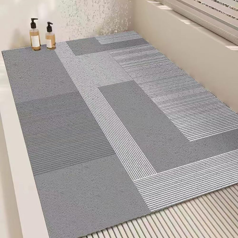 Tapis de Douche antidérapant Tapis Doux – luffa Caoutchouc Rapide(Gray 2,60x120cm)