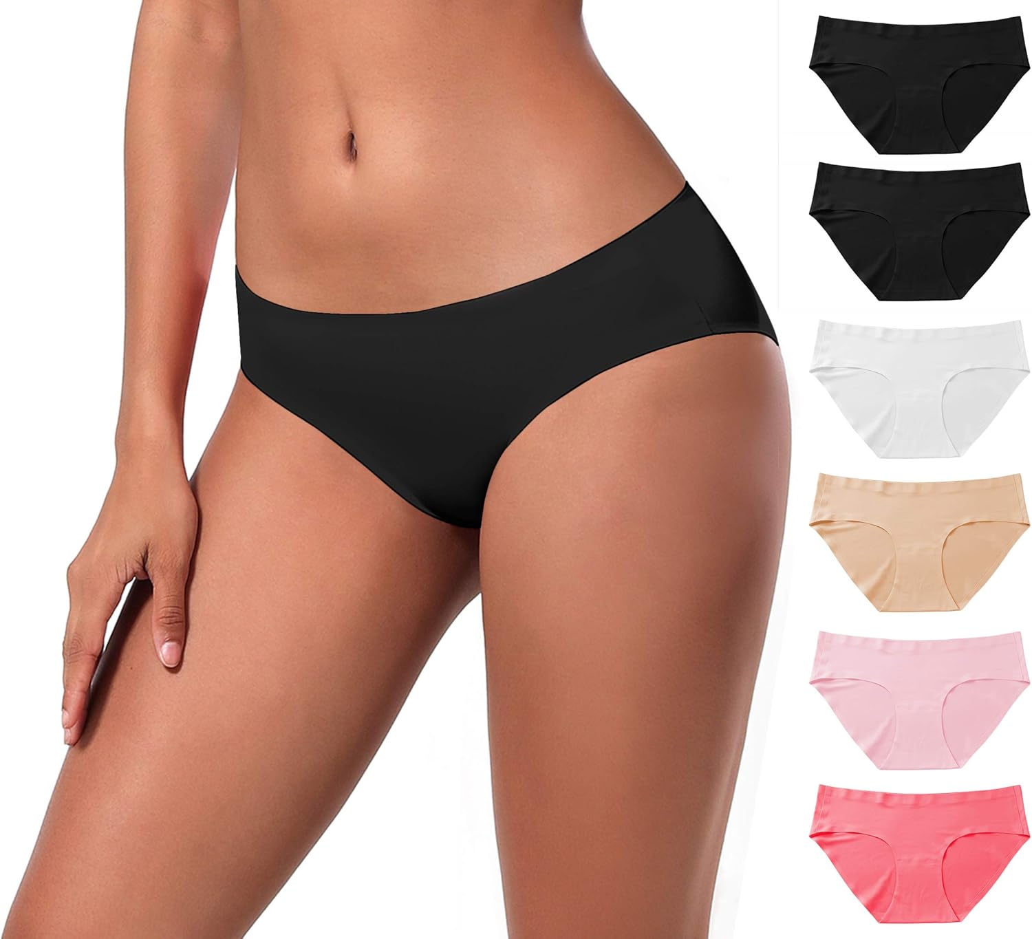 BUBBLELIME XS-XXL Sexy Bikini Panties Women’s Low Rise String Soft Breathable Underwear Bonded No Show (6 Pack&3 Pack&1 Pack)