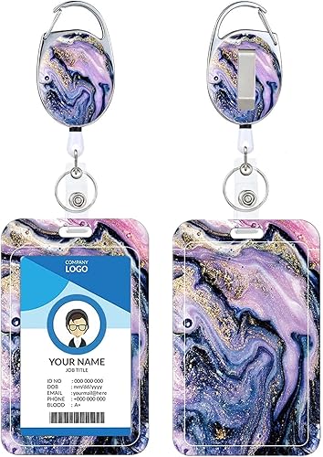 Portatarjetas con carrete retráctil, lindo carrete de insignia con clip para cinturón mosquetón y llavero, funda protectora vertical para tarjeta de