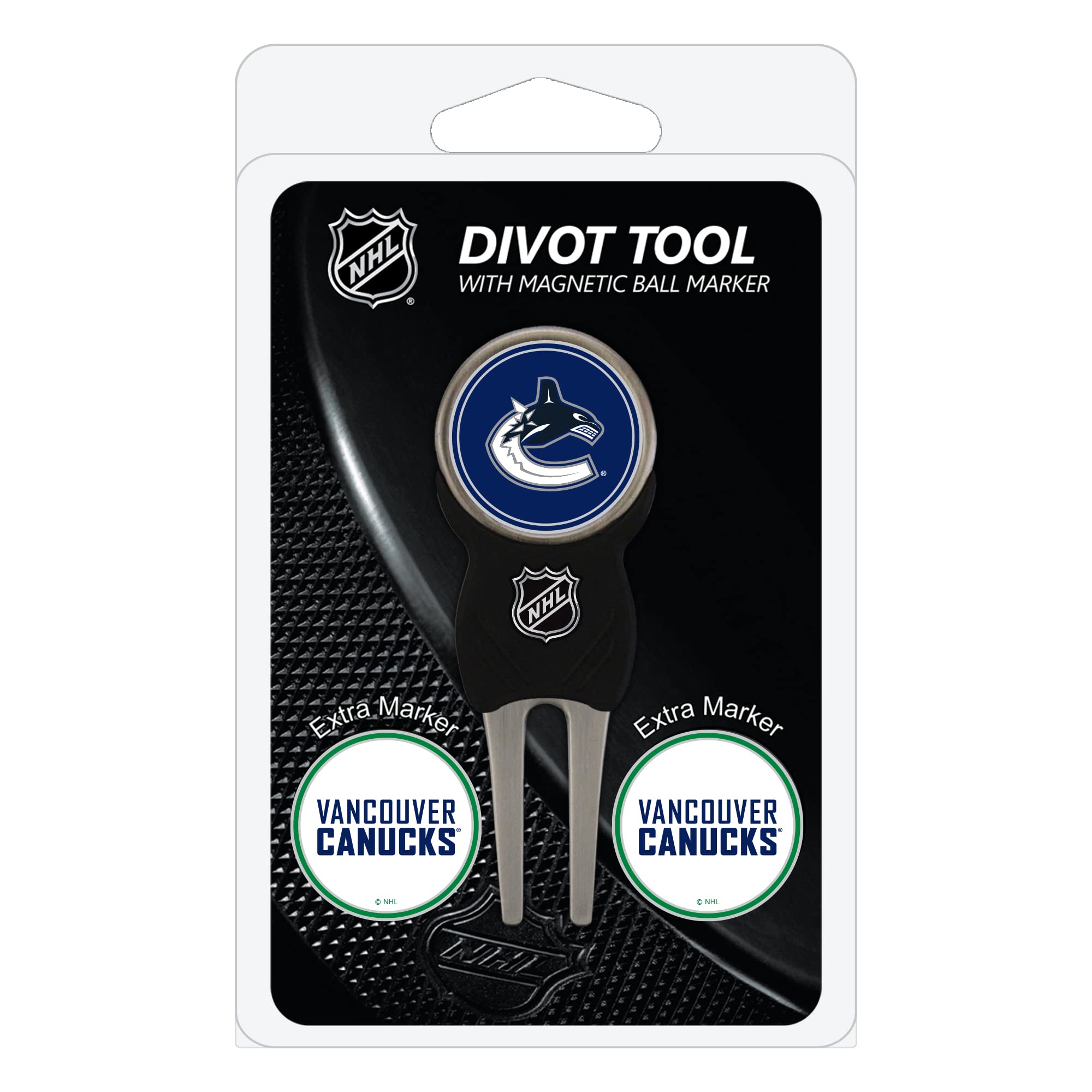 Team Golf NHL Divot Tool with 3 Golf Ball Markers Pack, Markers are Removable Magnetic Double-Sided Enamel