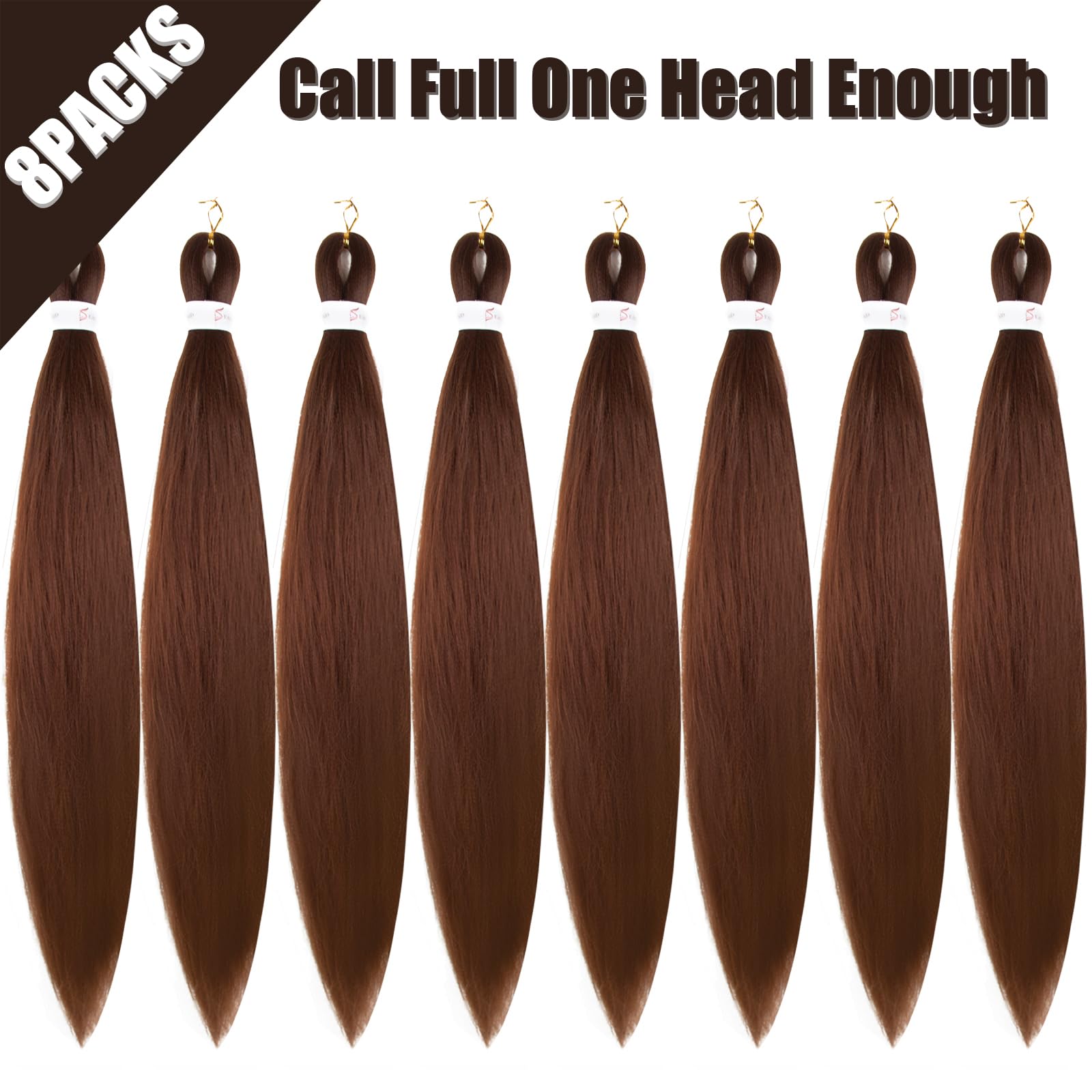Pre-stretched Braiding Hair Professional Easy Crochet Braid Hair 26 Inch 8 Packs Hot Water Setting Soft Synthetic Braiding Hair Extension for Twist Senegalese Crochet Hair (26 inch, 30#)