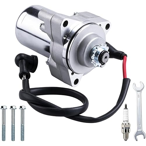 3 Bolt Starter Motor with Line for 50cc 70 cc 90cc 100cc 110cc 125cc 4 Stroke Quad Wheelers ATVs Taotao SSR Roketa Go Karts Pit Bike Jonway SunL Dune Buggy Sandrail Coolster
