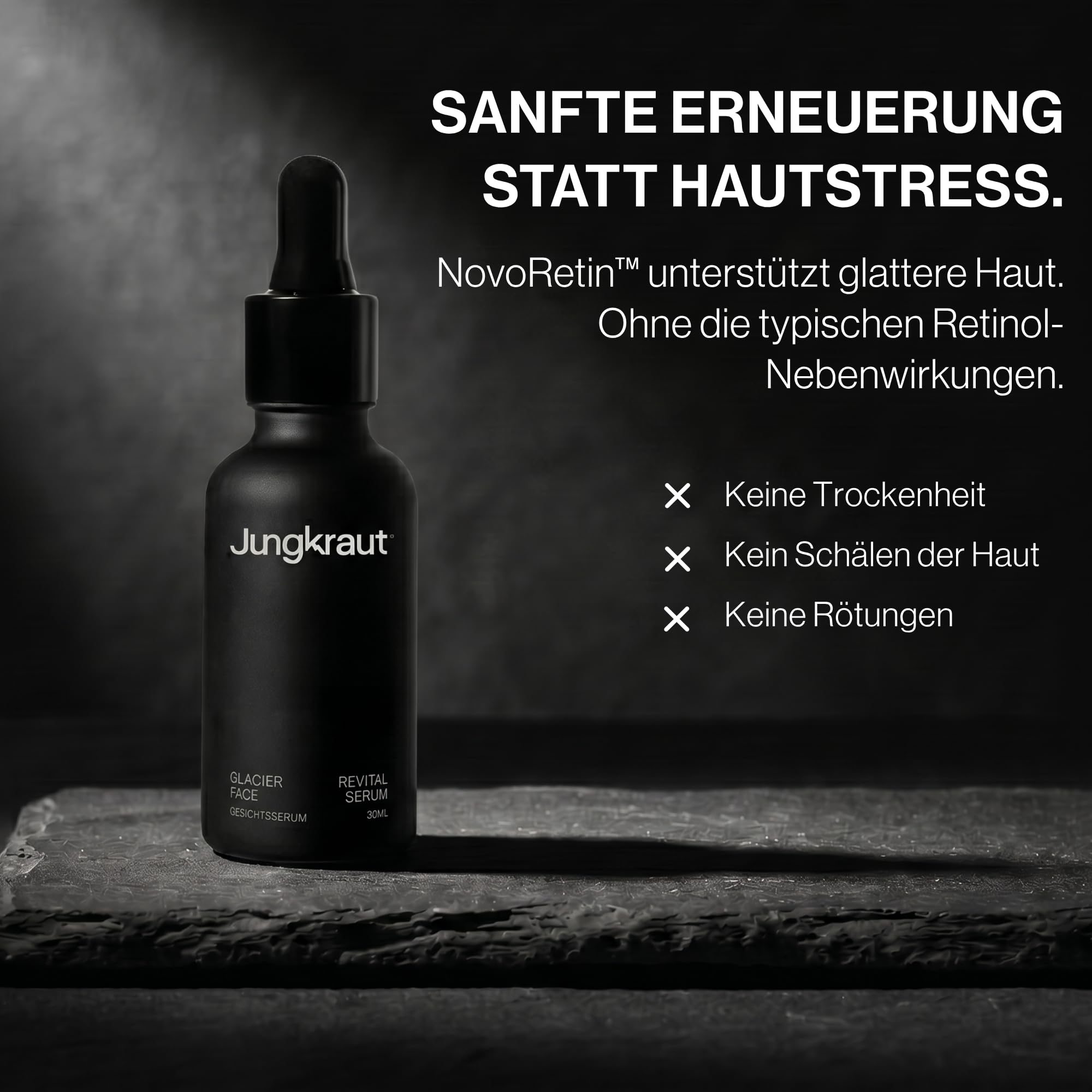 Glacier Revital Gesichtsserum für Männer 30ml, Retinol Vitamin C Hyaluronsäure, All-in-One Anti-Aging, feine Linien Falten Poren, natürlich vegan, Swiss made
