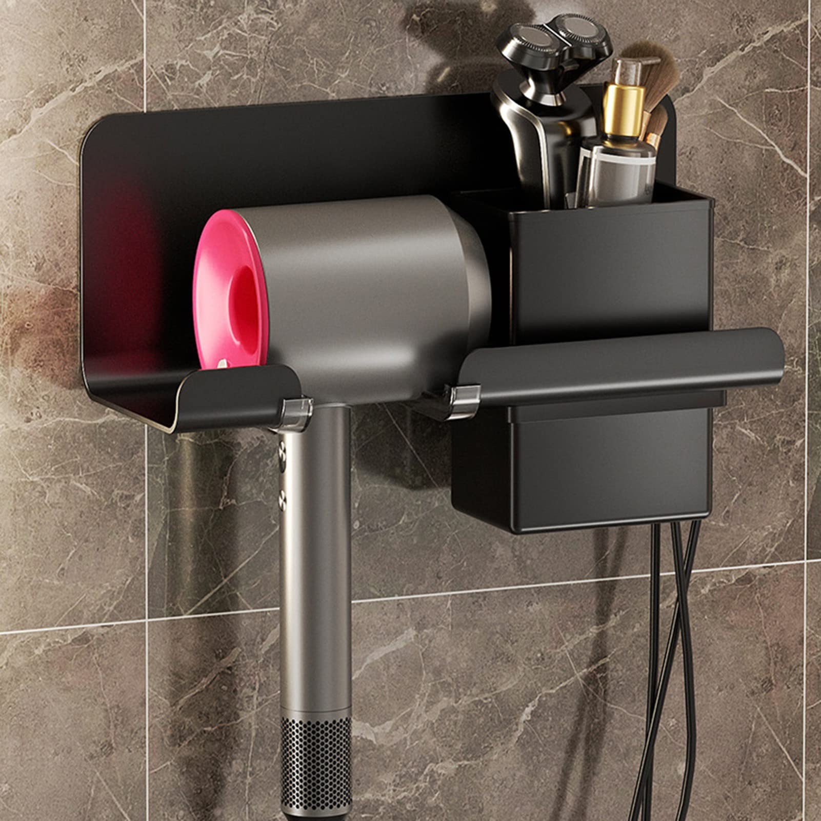 Soporte de secador de pelo de aluminio, espacio montado en la pared
