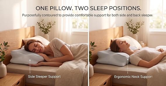 Lunari Butterfly Cervical Pillow, Memory Foam Neck Support, Gray