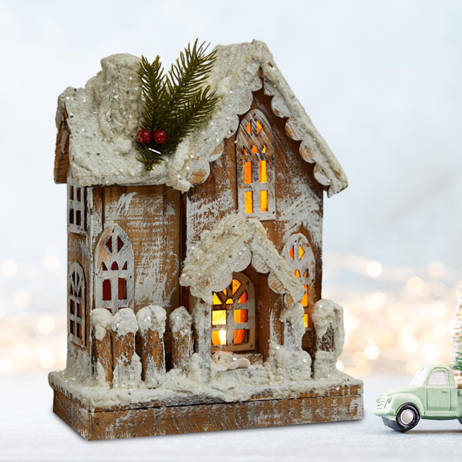 MagiDeal Scultura di Casa di Villaggio, Statuetta in Legno per Feste in Casa E Al Chiuso
