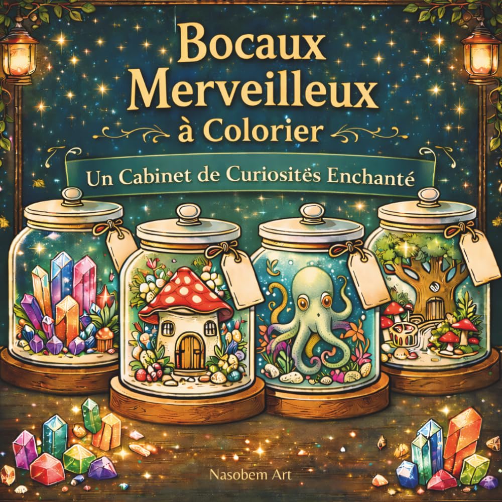 Bocaux Merveilleux à Colorier: Livre de coloriage fantastique avec plus de 40 mondes magiques en bocaux — créatures enchantées, cristaux, forêts mystérieuses et cabinet de curiosités