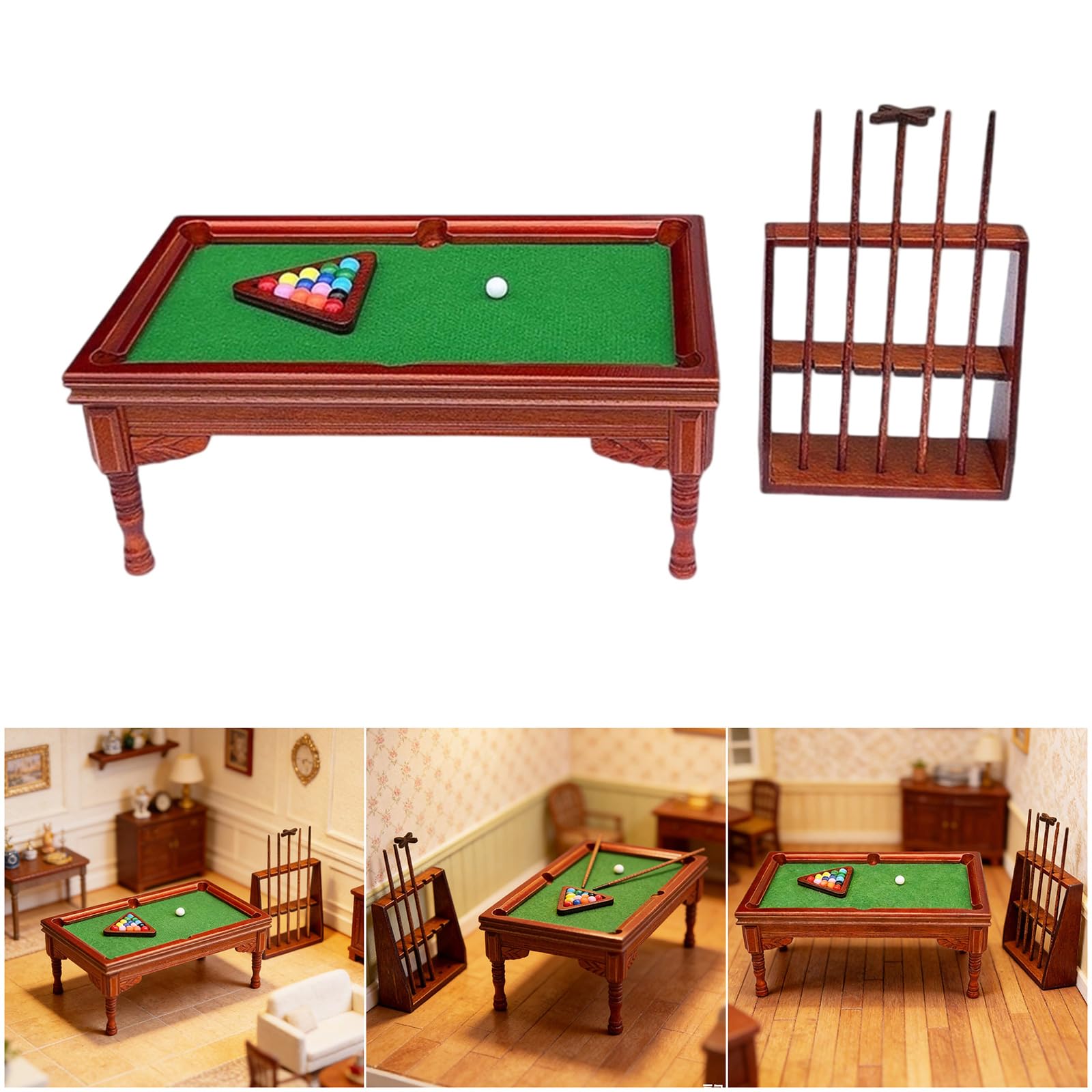 Dollhouses Minis - Mesa de billar (escala 1:12, madera)