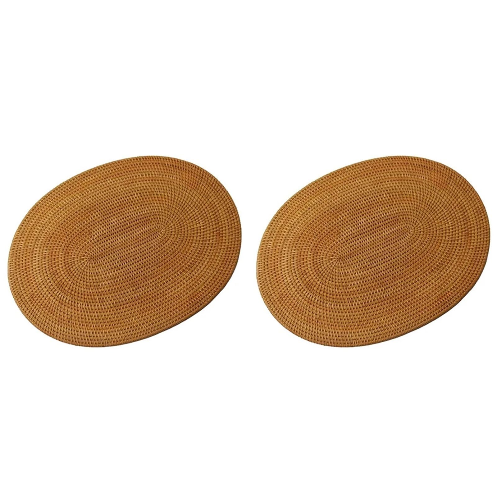 GrassWoven Placemat, 6 Rattan Woven Oval Round Placemats Non-Slip Heat 30x40cm Dining Home