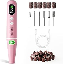 JODSONE Cordless 20000 RPM Portable Nail Drill Multifunctional Low Noise with LED Display Rechargeable Professional Nail Drill for Home Nail Salon Pink