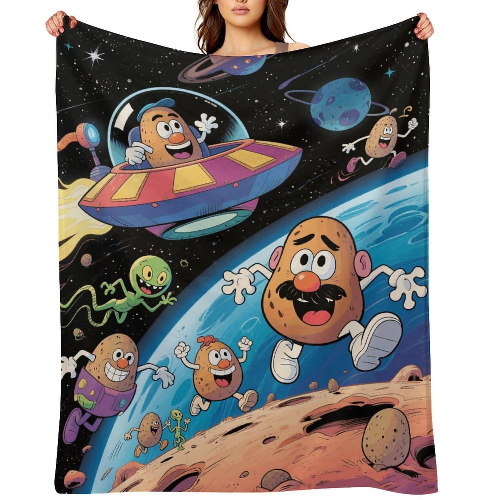 Funny Potato Throw Blanket for Couch and Bed Super Soft Warm Lightweight Throw Blankets Cozy Fuzzy Flannel Blanket Personalized Decorative Blankets for Sofa Decor 40"x50"