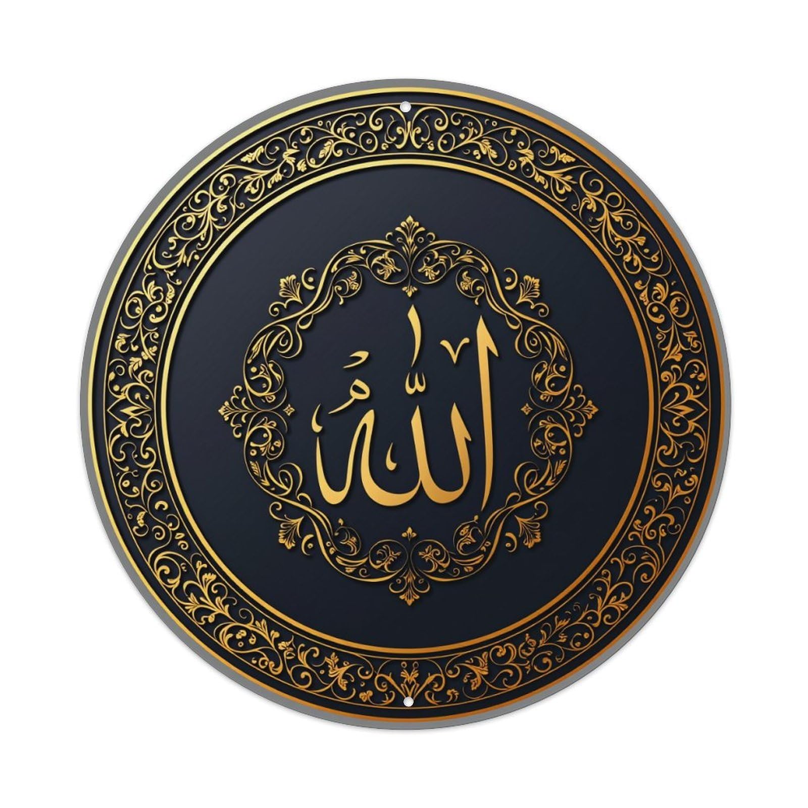Golden Arabic Calligraphy Ornament Pattern Metal Tin Sign Vintage Garden Bedroom Cafe Bar Man Cave Home Wall Decor Metal Poster 8x8 inches