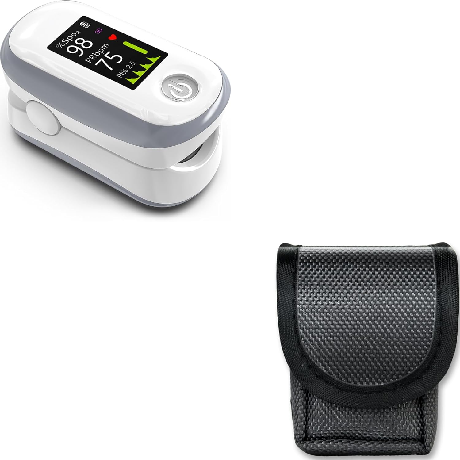 Pulse Oximeter and Pulse Oximeter Carrying Case Bundle