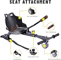 Vista 8 de SIMATE Scooter con accesorio de asiento, tablas de equilibrio automático de 6.5 pulgadas con altavoces Bluetooth y luces LED para niños, adultos