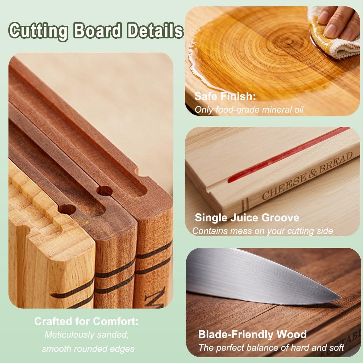 13x10in Non-Slip Acacia Wood Book Cutting Board for Kitchen, Book Cutting Board Set of 3，Wooden Chopping Boards Set of 3 with Stand for Meat Fruits Bread, Single Juice Groove, Gift for Home Cooks