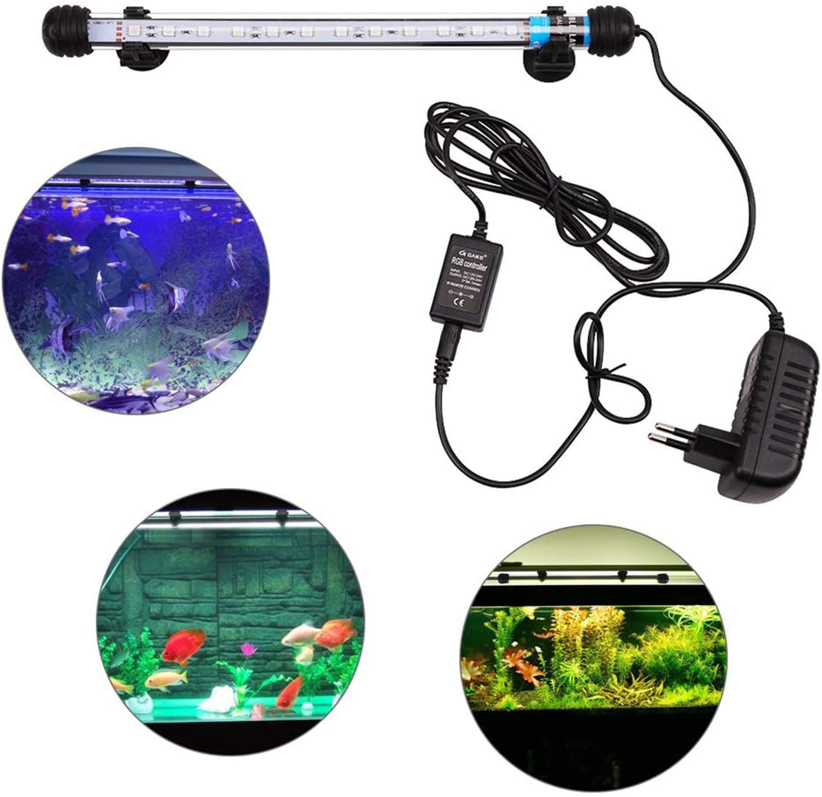 SolarNovo LED Luz de acuario Iluminación subacuática Cubierta ligera superior Lámpara impermeable para tanque de peces con control remoto Cambio (RGB, 1.8 * 57cm) — view 6