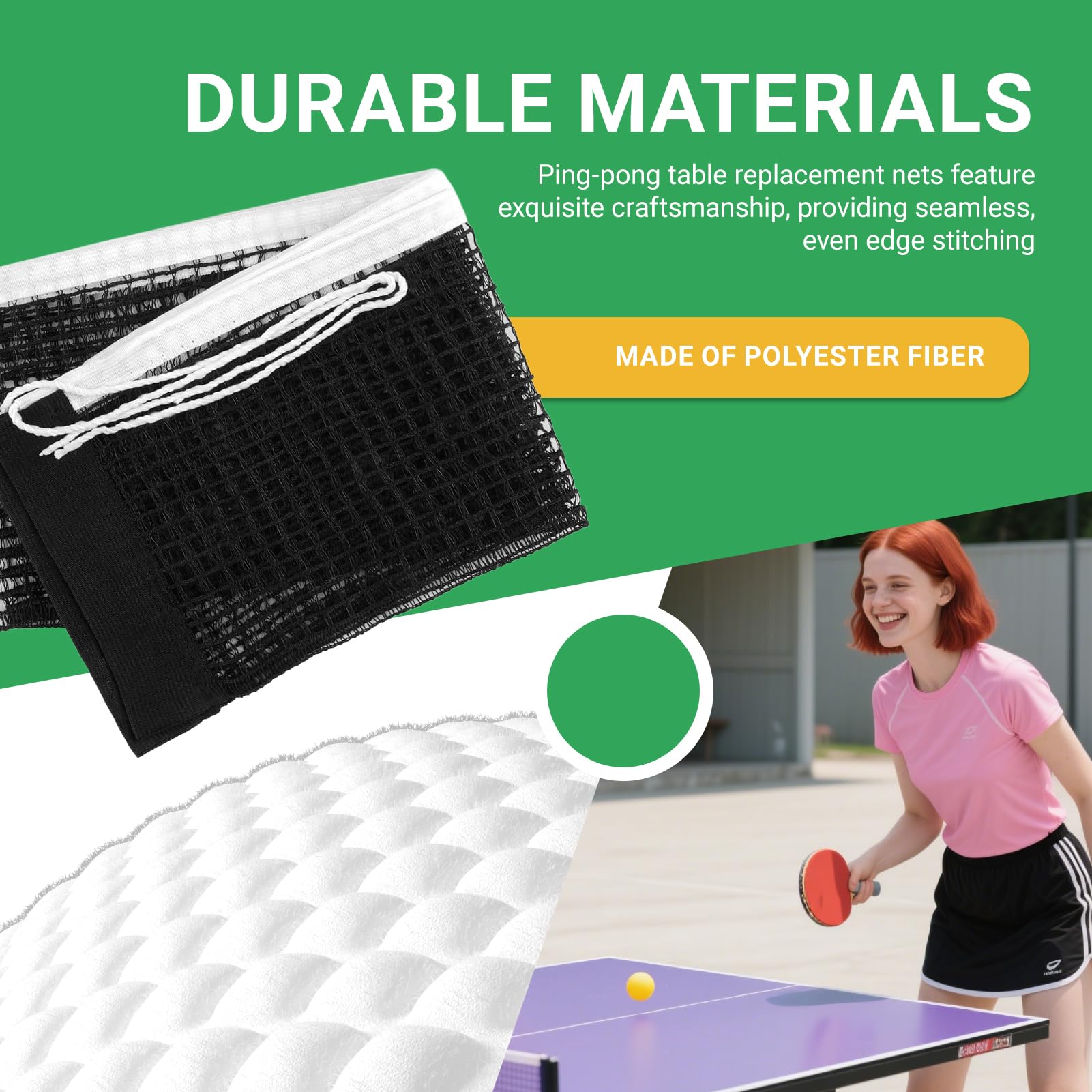 Red de Mesa de Repuesto 180x15 cm Portátil Ping Pong Durable para Interiores