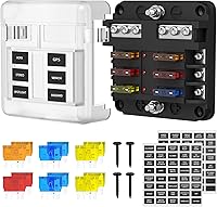 DaierTek 12V 6-Way Waterproof Fuse Block with LED Blowout Indicators - ATO/ATC Marine Panel for Boats, Cars, Trucks (12-36V)