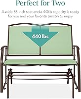 Vista 6 de Best Choice Products – Silla mecedora para 2 personas para patio al aire libre, banco para jardín, balancín de acero con tela Textilene, marco